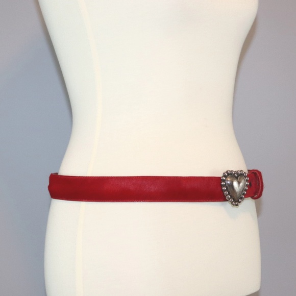 Pat Areias Size 34 Red Pony Hair Leather Belt Only - Picture 3 of 8